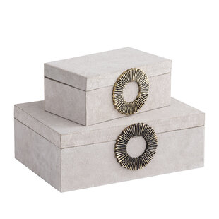 Opbergbox Hazael Beige suede set van 2