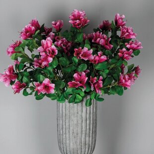 Kunstbloem roze azalea met bladeren