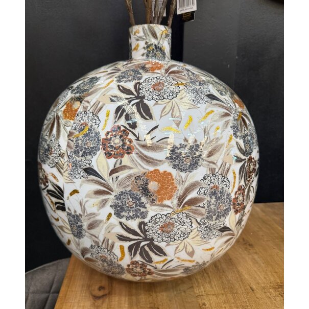 Countryfield Vaas Peony L bruin/wit rond