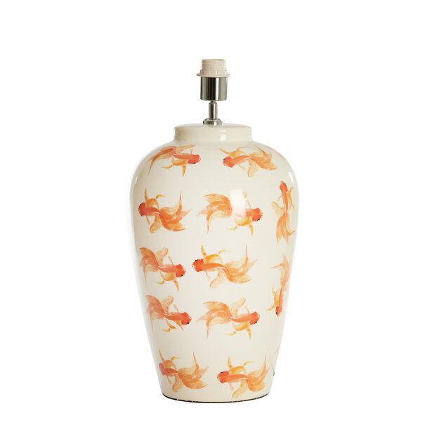 Light en Living Lampvoet Ø28X52 Cm Fish keramiek wit+oranje