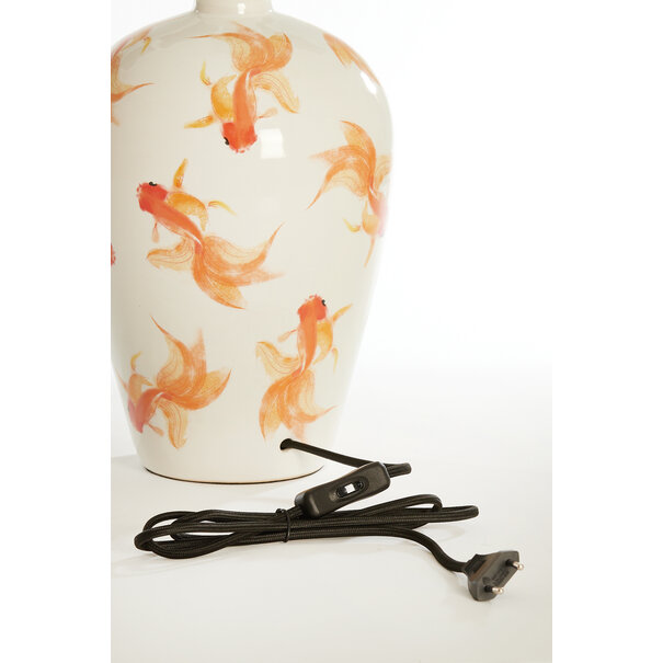 Light en Living Lampvoet Ø28X52 Cm Fish keramiek wit+oranje
