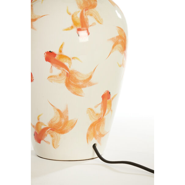 Light en Living Lampvoet Ø28X52 Cm Fish keramiek wit+oranje