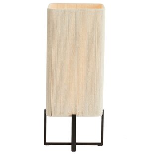 Tafellamp 21,5X21,5X50,5 Cm WYN Mat zwart+touw creme