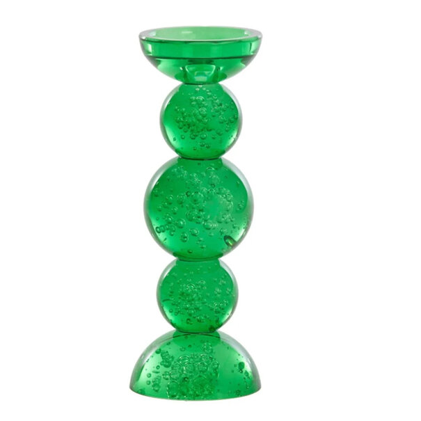 Light en Living Kaarsenhouder ITINGA Ø10x26,5 cm van groen bubbelglas