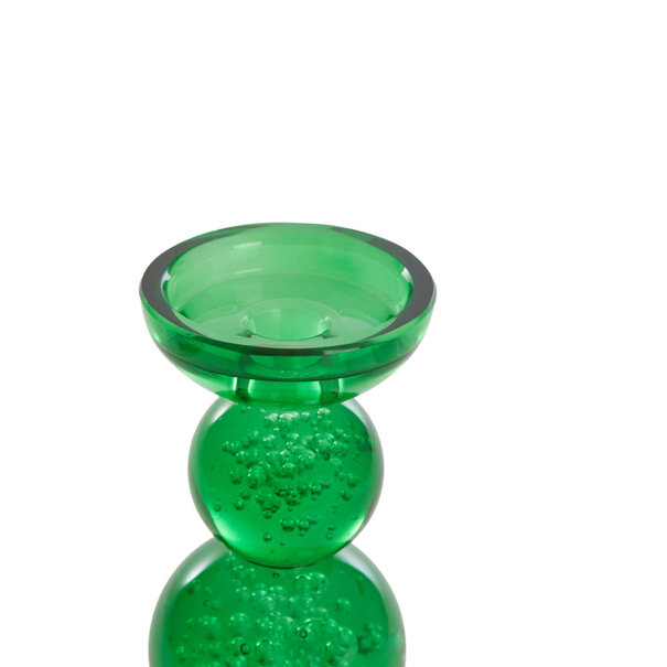 Light en Living Kaarsenhouder ITINGA Ø10x26,5 cm van groen bubbelglas