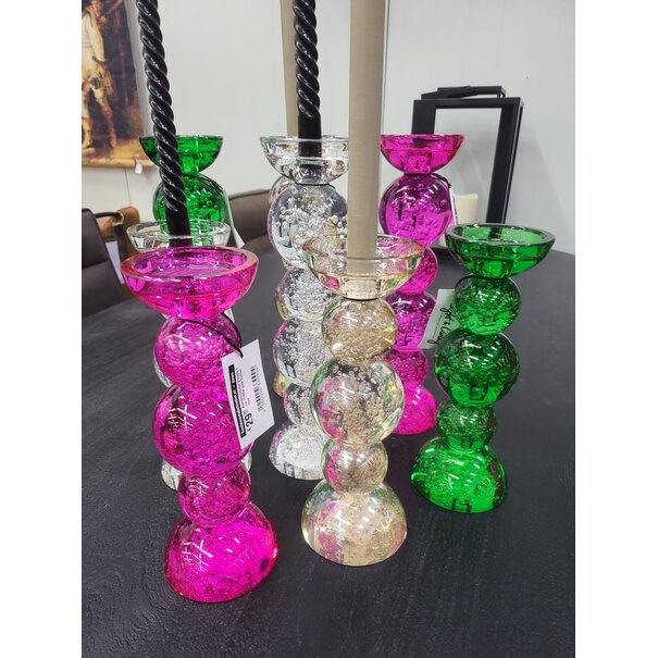 Light en Living Kaarsenhouder Ø10x26,5 cm ITINGA glas bubbel groen