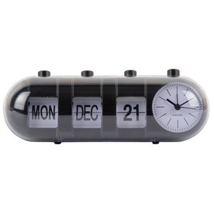 Alarmklok Retro Tube Calender Flip zwart