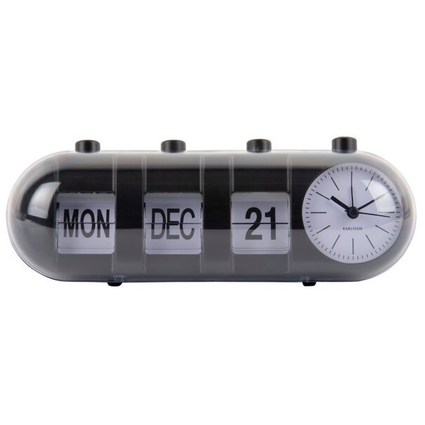 Karlsson Alarmklok Retro Tube Calender Flip zwart
