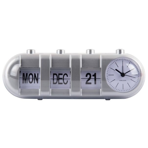 Karlsson Alarmklok Retro Tube Calender Flip zilver