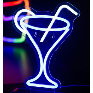 Neon licht Cocktail met  blauw rietje