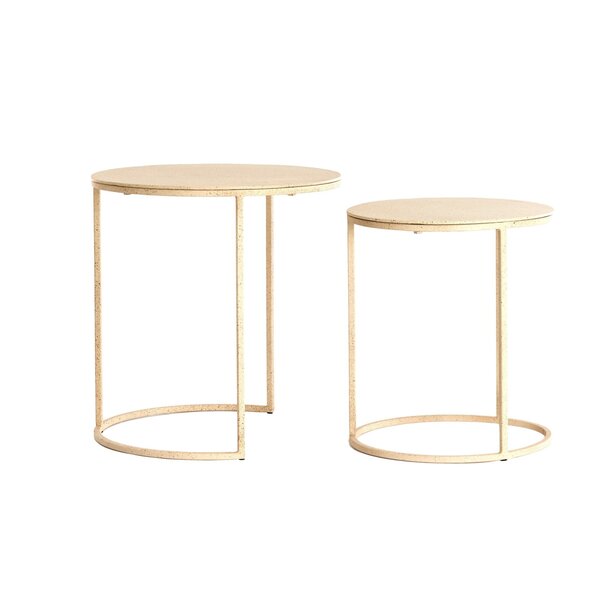 Light en Living Bijzettafel Set van 2 SADAR zand + lichtbruin gespikkeld