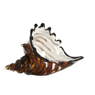 Ornament 22x10x12 cm SHELL glas  bruin-brons+wit
