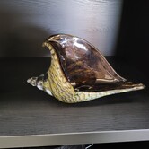 Ornament 28x12x16 cm SHELL glas olijf  groen