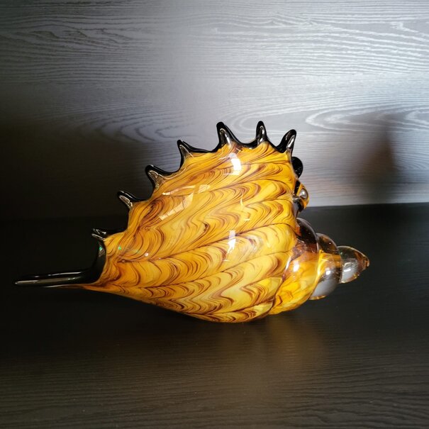 Light en Living Ornament 28x12x16 cm SHELL glas  bruin-brons+wit