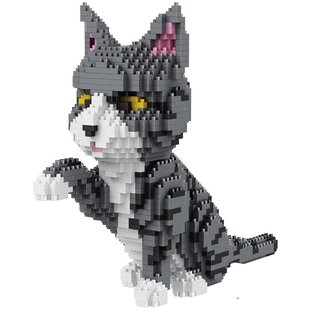 3D bouwset Grijs witte kat