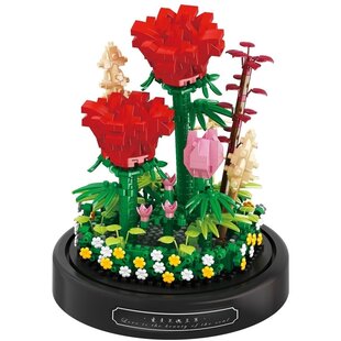3D Bouwset Red Roses onder stolp