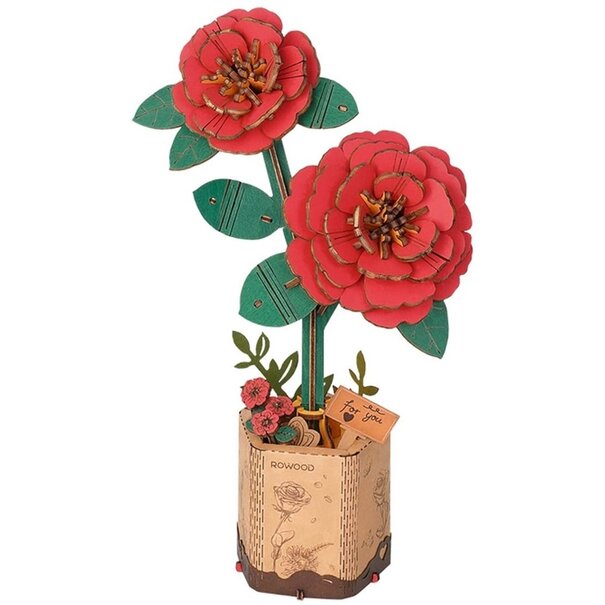 Robotime Houten Bouwpakket Red Camellia