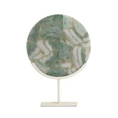 Ornament op voet 35x12x50 cm GOUYA  groen agaat+crème