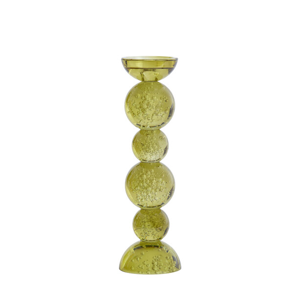 Light en Living Kaarsenhouder Ø9,5x34 cm ITINGA glas  bubbel olijf groen