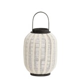 Windlicht Ø26X36 DEZULO Linnen Naturel+zwart hout