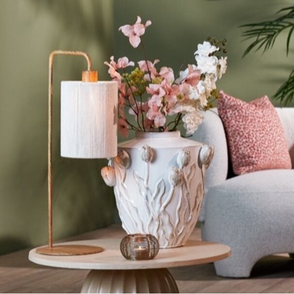 Light en Living Tafellamp 26x20x59,5 cm DONIO hout print naturel+touw crème