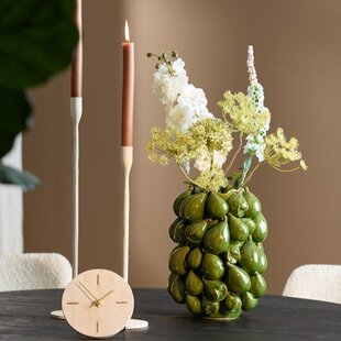 Vaas deco 23,5x23x32,5 cm NATALIA keramiek donker groen