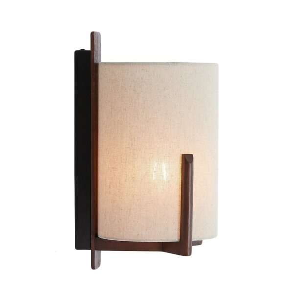 Light en Living Wandlamp  22X18X36 cm Litto donkerbruin+Linnen naturel