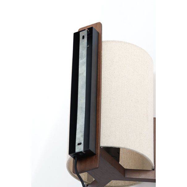 Light en Living Wandlamp  22X18X36 cm Litto donkerbruin+Linnen naturel