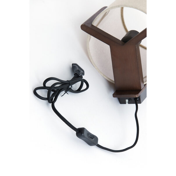 Light en Living Wandlamp  22X18X36 cm Litto donkerbruin+Linnen naturel
