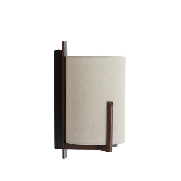 Light en Living Wandlamp  22X18X36 cm Litto donkerbruin+Linnen naturel