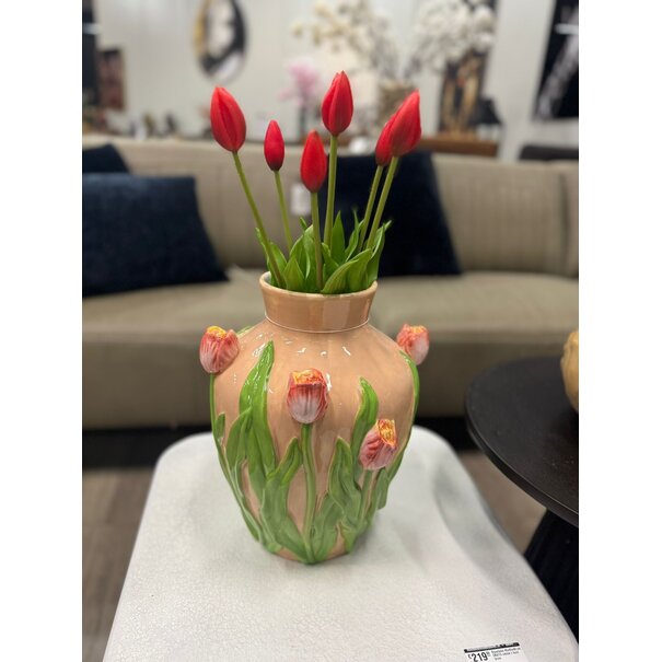 Light en Living Vaas deco Ø26x31 cm TULIP keramiek licht roze-groen
