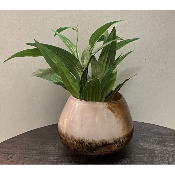 Light en Living Vaas  - windlicht SOLO glas grijs bruin