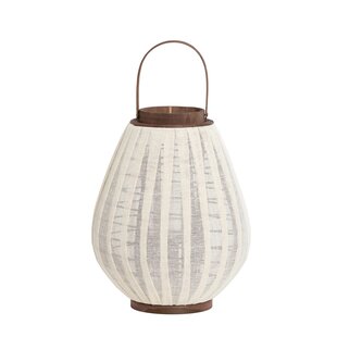 Windlicht Ø32x40 cm Dazio Linen Natural+donkerbruin hout