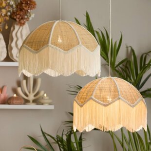 Hanglamp Ø50x38 cm MALACIA raffia  naturel+crème