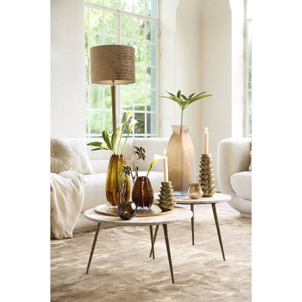 Light en Living Vaas 24,5x22,5x50,5 cm VELIKO glas donker bruin