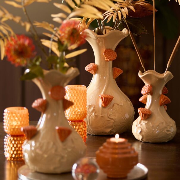 Light en Living Vaas deco Ø24x40 cm ODALI keramiek  crème+oranje
