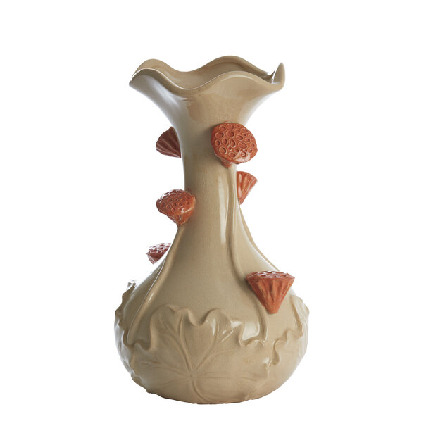 Light & Living Vaas deco Ø24x40 cm ODALI keramiek  crème+oranje