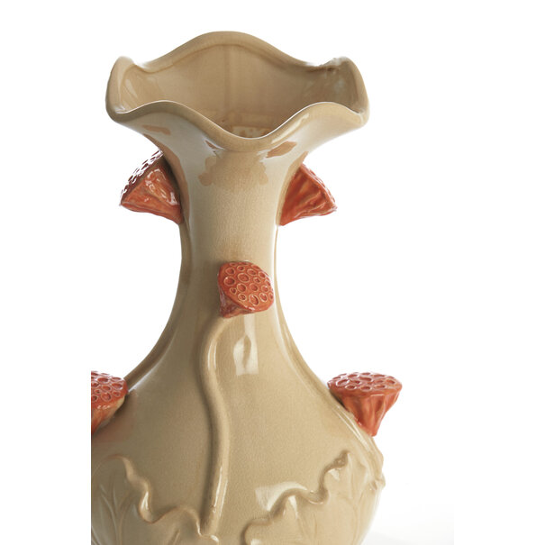 Light en Living Vaas deco Ø24x40 cm ODALI keramiek  crème+oranje