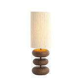 Tafellamp Ø22x67,5 cm DANIALO hout print donkerbruin+touw crème