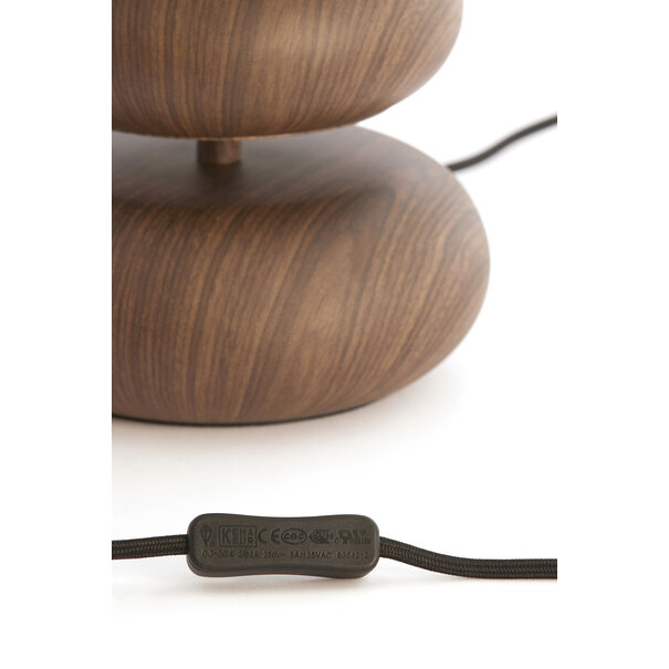 Light en Living Tafellamp Ø22x50,5 cm DANIALO hout print donkerbruin+touw crème