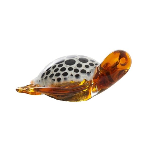 Light en Living Ornament 15,5x14,5x7 cm TURTLE glas amber+wit-zwart