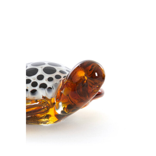 Light en Living Ornament 15,5x14,5x7 cm TURTLE glas amber+wit-zwart