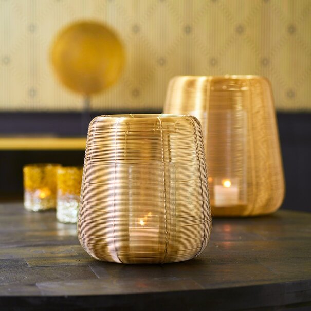 Light en Living Hurricane ADETA Goud klein - Sfeervol Metalen Windlicht