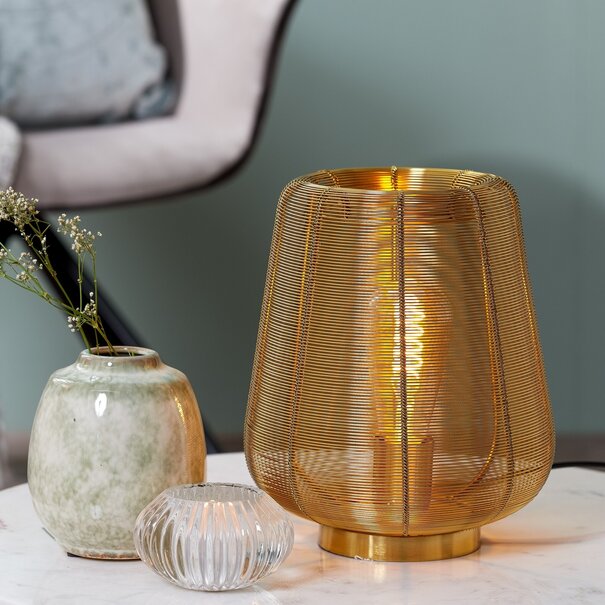 Light en Living Tafellamp ADETA 2  maten in mat zwart en goud