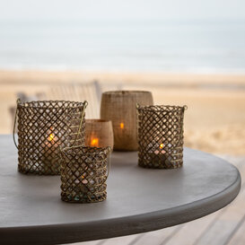 Windlicht OSANI bamboe naturel Ø15x16 cm