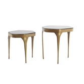 Bijzettafel Set van 2 max 50x45,5x50 cm AVI glas smoke+antiek brons
