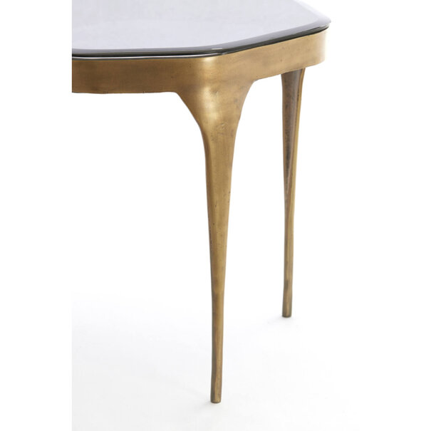Light & Living Bijzettafel Set van 2 max 50x45,5x50 cm AVI glas smoke+antiek brons