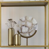 Ornament op voet GOUYA 35x12x50 cm - Wit Agaat en Antiek Brons