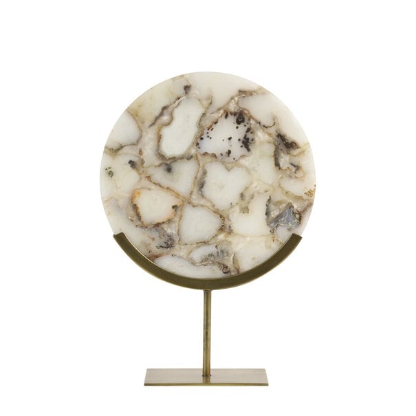 Light en Living Ornament op voet GOUYA 35x12x50 cm - Wit Agaat en Antiek Brons