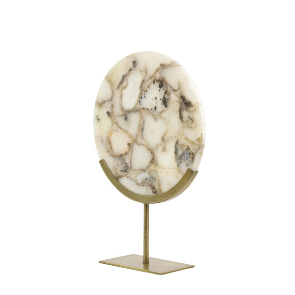 Light en Living Ornament op voet GOUYA 35x12x50 cm - Wit Agaat en Antiek Brons